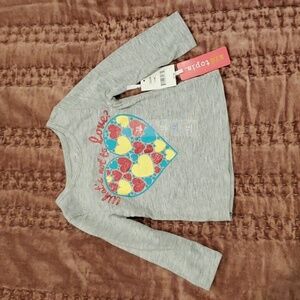 Sparkle heart long sleeve tee girl 12 months baby toddler pink blue yellow gray